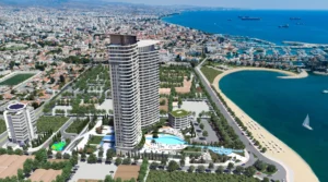Phoi canh toan canh toa thap Oceanus Tower thuoc du an Limassol Blu Marine dao Sip